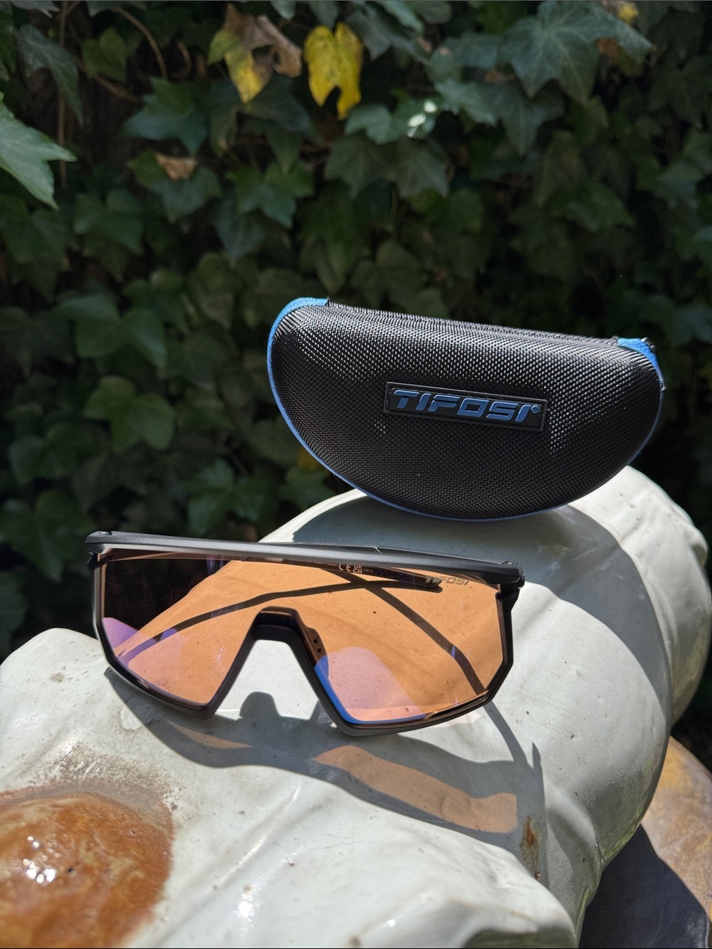 Tifosi Optics Black Frame Sunglasses with Orange/Purple Mirrored Lenses